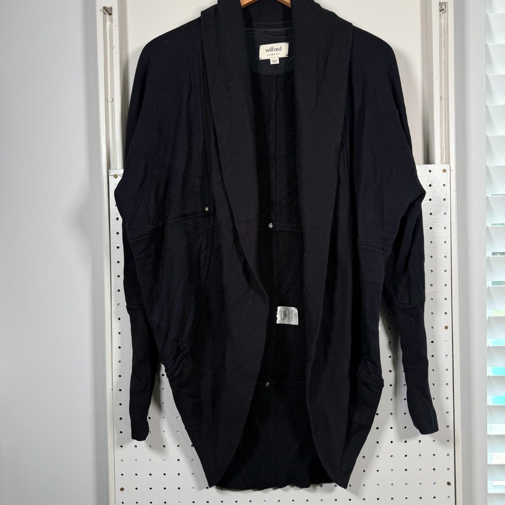 Aritzia Wilfred Diderot Sweater Women's Black Open Front Cocoon Cardigan - XS